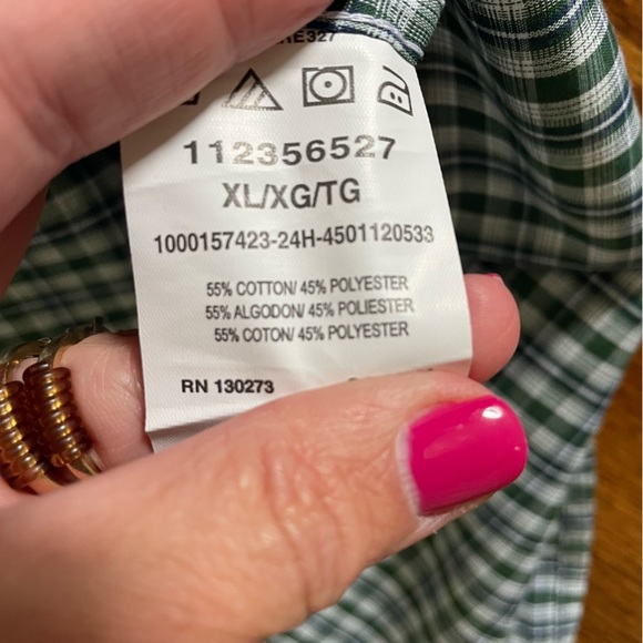 Wrangler Riata Boys Button Down Collar Green Plaid Long Sleeve Size XL - Picture 4 of 10